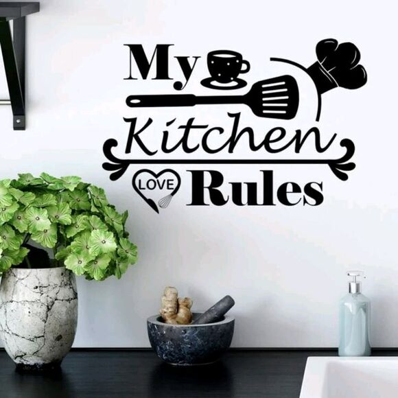 "My Kitchen/Rules" Removable Wall Sticker Decals - Picture 5 of 7